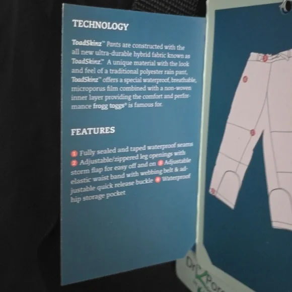 NWT Men's Toadz Toadskinz Waterproof Black Pants Medium - Picture 6 of 9